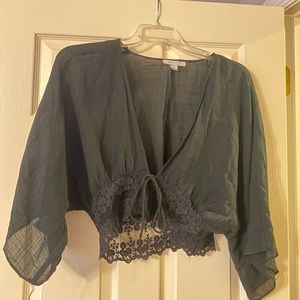 Tie front shawl top